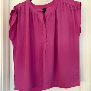 Ann Taylor Petite Pink Chiffon Button Accent Sleeveless Blouse LP